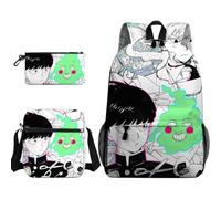 Kageyama Shigeo Anime Lot de 3 sacs à dos pour étudiants, sac d'école Reigen Arataka/Mob, trousse à crayons pour garçons et filles, cadeaux de Noël et d'anniversaire, Type 8., Taille unique, Ensemble