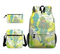 Kageyama Shigeo Anime Lot de 3 sacs à dos pour étudiants, sac d'école Reigen Arataka/Mob, trousse à crayons pour garçons et filles, cadeaux de Noël et d'anniversaire, Type 5, Taille unique, Ensemble
