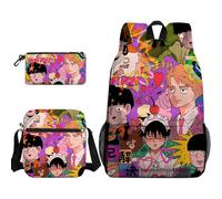 Kageyama Shigeo Anime Lot de 3 sacs à dos pour étudiants, sac d'école Reigen Arataka/Mob, trousse à crayons pour garçons et filles, cadeaux de Noël et d'anniversaire, Type 6, Taille unique, Ensemble