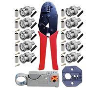 Kagni BNC Crimp Tool Set, pince à sertir à cliquet BNC/TNC et dénudeur de cble coaxial rotatif avec 10 pcs connecteurs BNC à sertir pour RG58
