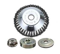 Kagni Tête Brosse Désherbage avec Contre-écrou pour Débroussailleuse, Plateau Désherbage en Fil d'acier Universel, Tête d'herbe Roue au Manganèse Brosse Pièces de Rechange, 200 x 25,4 mm