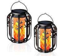 KagoLing Lampe Solaire Exterieur, 2 Pièces Lanterne Solaire Exterieur avec Gen2 Effet de Flammes Vacillantes, Charge 2 Mode, Imperméables de Lanterne Suspendue pour Jardins Noël Halloween Balcon Deco