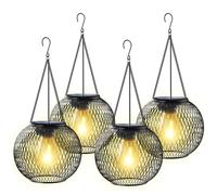 KagoLing Lanterne Solaire Exterieur Jardin, Lampe Solaire Exterieur 4 Lumière Solaire Suspendues en Métal IP65 Lanterne Solaire Deco Jardin Exterieur pour Cour Balcon Cadeaux