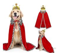 Kagoty Costume de roi pour chien, costume d'Halloween pour chien, couronne et cape, tenue de fête du prince royal pour chiens de taille moyenne et grande (taille M)