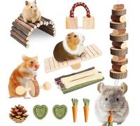Kagoty Lot de 20 jouets pour hamster - Soins dentaires naturels et soulagement de l'ennui - Pont en bois de pommier - Bâtons à mâcher pour cochons d'Inde, chinchillas et petits animaux de compagnie