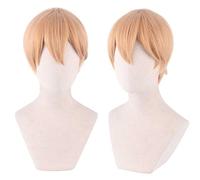 Kaguya-sama Love is War Miyuki Shirogane Perruque de cosplay, courte marron jaune, avec bonnet de perruque gratuit, perruque de costume d'Halloween, pour fête, carnaval, Noël [Couleur : jaune]