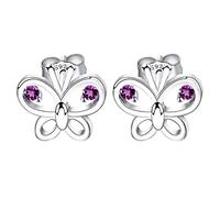 Kaguyo boucles d'oreilles en argent pour femmes, 925 Sterling Silver Amethyst rose clair Zirconia petites boucles d'oreilles papillon pour femmes filles, cadeau d'anniversaire (purple)