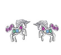 Kaguyo boucles d'oreilles en argent pour femmes, 925 Sterling Silver Amethyst rose multi Zirconia licorne boucles d'oreilles pour femmes filles, cadeau d'anniversaire (multi)