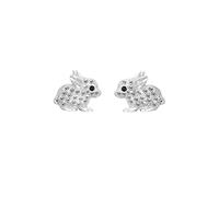 Kaguyo boucles d'oreilles en argent pour femmes, or rose Sterling Silver pavé Zircons mignon lapin boucles d'oreilles lapin de Pâques pour femmes filles enfants, cadeau d'anniversaire (silver)