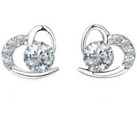 Kaguyo boucles d'oreilles en argent pour femmes, plaqué or rose 925 argent sterling Améthyste clair Zircons Amour coeur Boucles d'oreilles pour femmes filles cadeau d'anniversaire (clear)