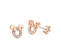 Kaguyo Boucles d'oreilles Minnie Mouse, boucles d'oreilles à tige en argent sterling 925 avec pavé d'améthyste bleu clair et rouge en zircone pour femmes et filles, cadeau d'anniversaire (clear)