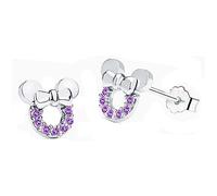 Kaguyo Boucles d'oreilles Minnie Mouse, boucles d'oreilles à tige en argent sterling 925 avec pavé d'améthyste bleu clair et rouge en zircone pour femmes et filles, cadeau d'anniversaire (Améthyste)