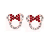 Kaguyo Boucles d'oreilles Minnie Mouse, Boucles d'oreilles à tige Mickey Mouse en argent sterling 925 avec améthyste bleu rose et zircone pour femmes et filles, cadeau d'anniversaire (rose rose)
