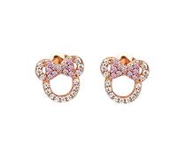 Kaguyo Boucles d'oreilles Minnie Mouse, Boucles d'oreilles à tige Mickey Mouse en argent sterling 925 avec améthyste bleu rose et zircone pour femmes et filles, cadeau d'anniversaire (rose rose)