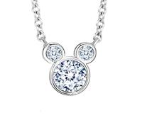 Kaguyo Collier en argent pour femme - Argent sterling 925 avec pendentif souris mignonne en zircone transparente pour femmes, filles et enfants - Cadeau d'anniversaire