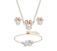 Kaguyo Parure de bijoux pour femme - Collier avec pendentif souris en argent sterling 925 et boucles d'oreilles à tige avec bracelet à maillons infini réglable pour femmes et filles (rose gold)