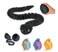 KAHAUS Serpent 3D dans Un œuf - Serpent de 27 cm dans œuf de 10 cm - Bleu, Vert-Violet - Figurine Surprise et Cadeau pour Les Enfants (Noir)