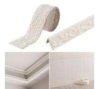 KAHCOP Frise autocollante - 4,5 m x 10 cm x 8 mm - Style rococo - Imperméable - Pour couloir, plafond, coin, ligne - Blanc