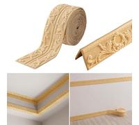 KAHCOP Frise autocollante - 4,5 m x 10 cm x 8 mm - Style rococo - Imperméable - Pour couloir, plafond, coin, ligne - Doré