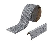 KAHCOP Frise autocollante - 4,5 m x 10 cm x 8 mm - Style rococo - Imperméable - Pour couloir, plafond, coin, ligne - Argenté