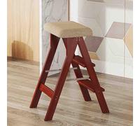 KAHDBOY Échelle de bibliothèque Pliante en Bois, Chaise Convertible, Tabouret d'échelle Pliant, Tabouret de Pied, échelle à Fleurs, escabeau Portable en Bois pour Adultes, Poids Max. 100kg(Brown)