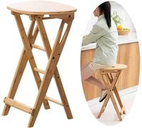 KAHDBOY Tabourets de Cuisine Hauts pliants Tabourets en Bois Tabourets de Bar Hauts en Bambou Tabourets de Bar pliants avec Repose-Pieds Chaises de Bar Pas Besoin d'installer, économisez de l'espace