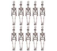 KAHDGSS 10x Halloween Pendants Squelette Charmes Argent Antique pour Colliers Boucles d'oreilles Faisant du Crâne Bijoux De Bijoux Accessoires