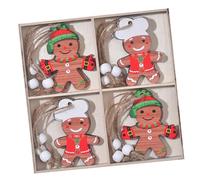 KAHDGSS 12 Pièces en Bois Bel Homme Ornements De Noël Décors Suspendus avec 4 Modèles Panneaux Adaptés À La Décoration Maisons D'arbres Décorations Fête Noël en Bois Naturel