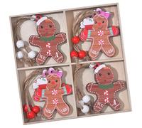 KAHDGSS 12 Pièces en Bois Bel Homme Ornements De Noël Décors Suspendus avec 4 Modèles Panneaux Adaptés À La Décoration Maisons D'arbres Décorations Fête Noël en Bois Naturel