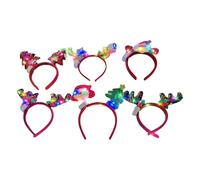 KAHDGSS 6 Pc Festival Glowing Hair Bands with Build in LED Lights for Christmas Parties Family Gatherings and Event Holiday Light Up Hair Decors