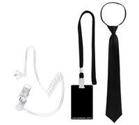 KAHDGSS Accessoires de costume d'agent secret avec oreillettes, lunettes et cravate, costume d'Halloween pour adulte et enfant, tenue de jeu de rôle