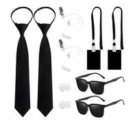 KAHDGSS Accessoires de costume d'agent secret avec oreillettes, lunettes et cravate, costume d'Halloween pour adulte et enfant, tenue de jeu de rôle