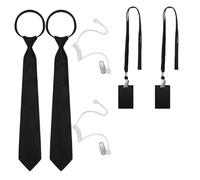 KAHDGSS Accessoires de costume d'agent secret avec oreillettes, lunettes et cravate, costume d'Halloween pour adulte et enfant, tenue de jeu de rôle