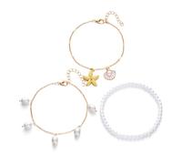 KAHDGSS Bijoux À Pied Empilable À La Cheville Plage Multicouche avec des Étoiles De Mer en Alliage Coquille Et Imitation Perles Channette Chaîne Cheville Ajusté Complexe La Chaîne