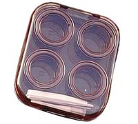KAHDGSS Boîte de rangement pour lentilles avec pince à épiler et outil de port à ventouse, idéale pour les voyages et le bureau, marron