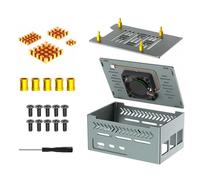 KAHDGSS Boîtier en métal en aluminium avec refroidisseurs Ventilateur de refroidissement dissipateur thermique Grand espace pour 5 cartes d'extension PCIe supplémentaires Accessoires Ventilateur de
