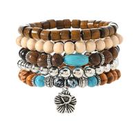 KAHDGSS Bracelet réglable fait à la main avec perles en bois de noix de coco turquoise pour festival de musique, bijoux pour femmes, taille unique, Comme décrit