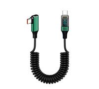 KAHDGSS Câble De Données USB C Enroulé À Ressort Cordon Chargement Prise en PD100W Rapide avec Affichage Numérique Extensible 35 À 180 Cm Compatible avec Console Jeu