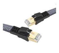 KAHDGSS Câble Ethernet CAT8 à vitesse rapide, 40 Gbit/s, 2000 MHz, conception plate avec bouclier tressé argenté pour un jeu et un streaming stables