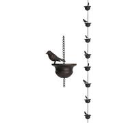 KAHDGSS Chaîne de pluie en fer pour gouttières en forme de colibri artistique et design de tasse - Solution de drainage de l'eau en plein air - Chaîne de récupération d'eau de pluie en fer pour les