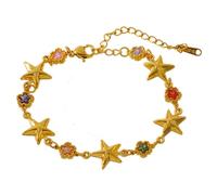 KAHDGSS Chaîne de poignet tendance en alliage avec plusieurs breloques y compris des fleurs et des cœurs pour un joli charme floral en forme de cœur, taille unique, Comme décrit