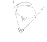 KAHDGSS Collier avec pendentif nœud sophistiqué et ensemble moderne pour femme avec chaîne de perles élégante, taille unique, Comme décrit, Comme décrit.