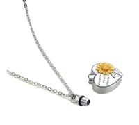 KAHDGSS Collier Conteneur De Cendres Classique Pendentif en Forme Cœur Tournesols Mémorial pour Animaux Compagnie Perdus Stockage Familial Honorant Les Souvenirs Urne en Forme Cœur pour Cendres