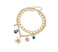 KAHDGSS Collier élégant à longueur réglable avec perles et étoiles de mer, pour un usage quotidien, des vacances, plusieurs scènes, bijoux de fête sur la plage