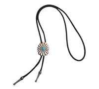 KAHDGSS Cravate Lariat avec collier occidental à breloque, Oval | Cravate occidentale à cordon de serrage Cool Charm avec cravate de ceinture tressée, pendentif fleur gravée