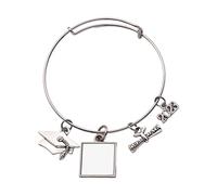KAHDGSS DIY Sublimation Blank Bracelet 2023 Graduation Personalized Photo Blank Pendants Cuff Bangle Gift for Women Men Sublimation Charm for Men Women