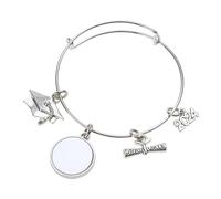 KAHDGSS DIY Sublimation Blank Bracelet 2023 Graduation Personalized Photo Blank Pendants Cuff Bangle Gift for Women Men Sublimation Charm for Men Women