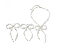 KAHDGSS Élégant collier de perles nœud papillon boucles d'oreilles ensemble bijoux élégants pour femmes travail, événements, soirées, occasions légères et tendance