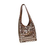 KAHDGSS Élégant sac à main à bandoulière en cuir synthétique avec clous pour tous les jours, les voyages et les courses décontractés, les fêtes, les rendez-vous, marron, One Size