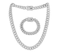KAHDGSS Ensemble chaîne à maillons pour homme avec strass et texture en alliage, cadeau pour les amateurs de mode, colliers tendance, L, Comme décrit, Comme décrit.